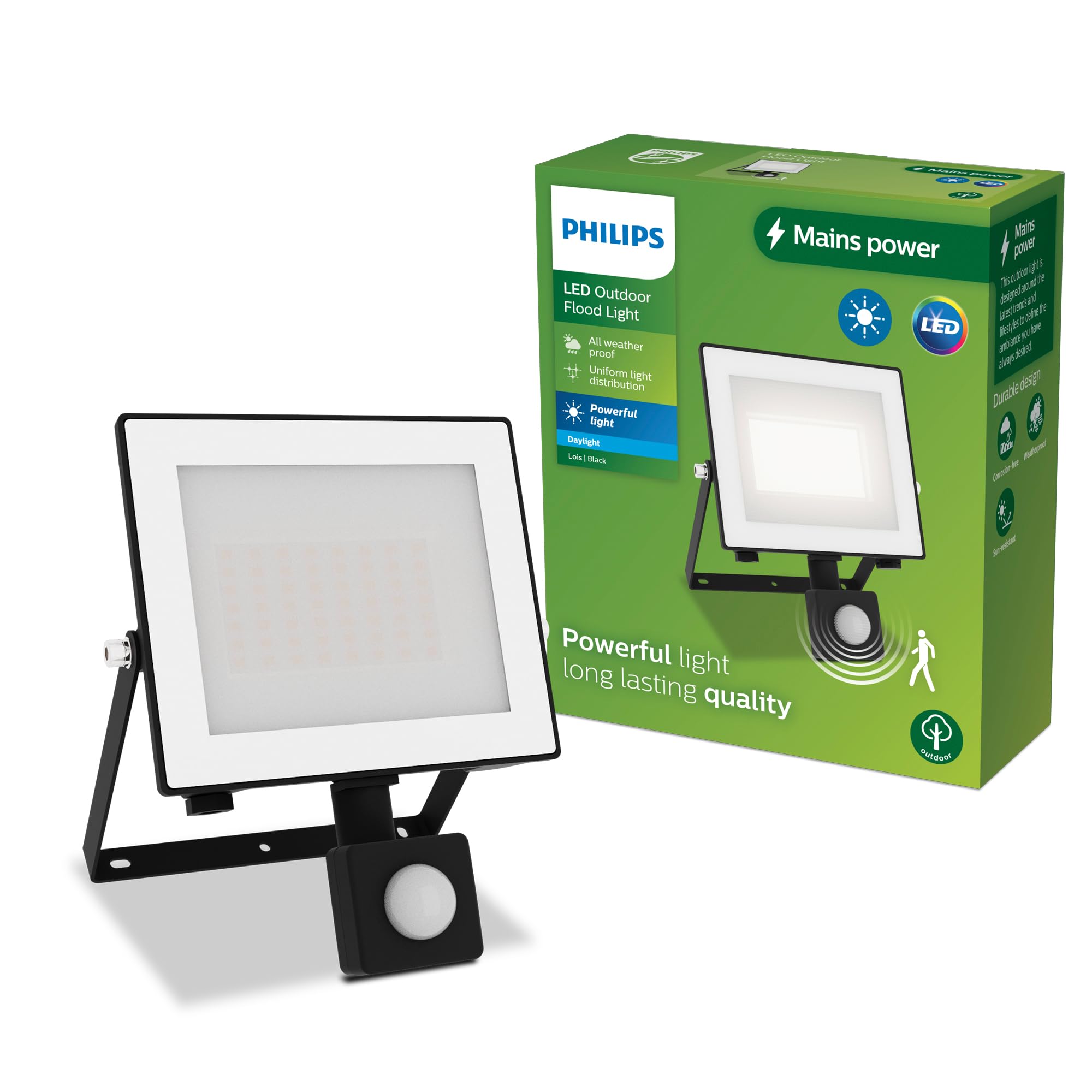 PHILIPS Lois Outdoor Floodlight with Sensor, 30 W, 5000 K, Black​