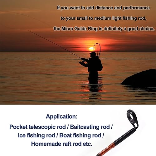 Miniatura 4 de FishTrip Kit de reparación de puntas de caña, 30 piezas de cañas de cebo de caña, guías de puntas de pesca, kit de repuesto de cerámica micro ojos