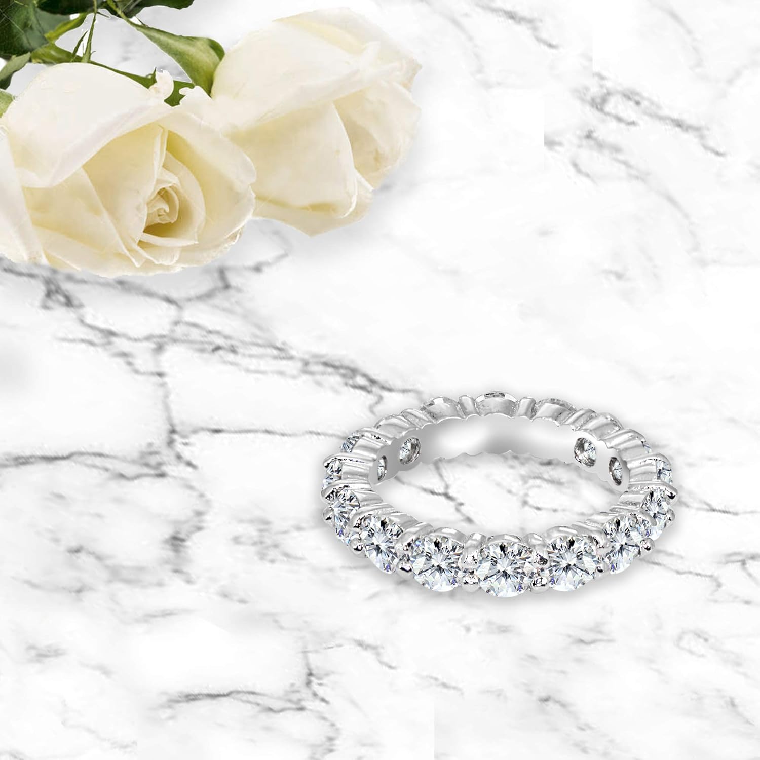 B. BRILLIANT Sterling Silver Cubic Zirconia Round-Cut Eternity Wedding Bands Rings Size 5-10 - Image 5