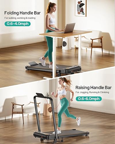 Miniatura 3 de Foldable Treadmill with 10% Incline, 3.5HP Low Noise Walking Pad Treadmill with Handle Bar, Rayspace 4 in 1 Portable Under Desk Treadmills for