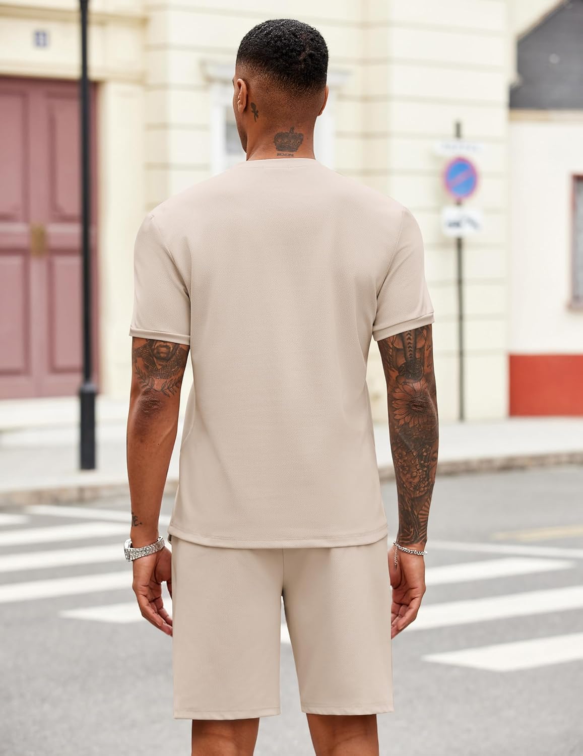 COOFANDY Men's 2 Pieces Outfits Casual Quarter Zip Polo T Shirt and Shorts Set Athletic Jogging Summer Tracksuit - Image 4