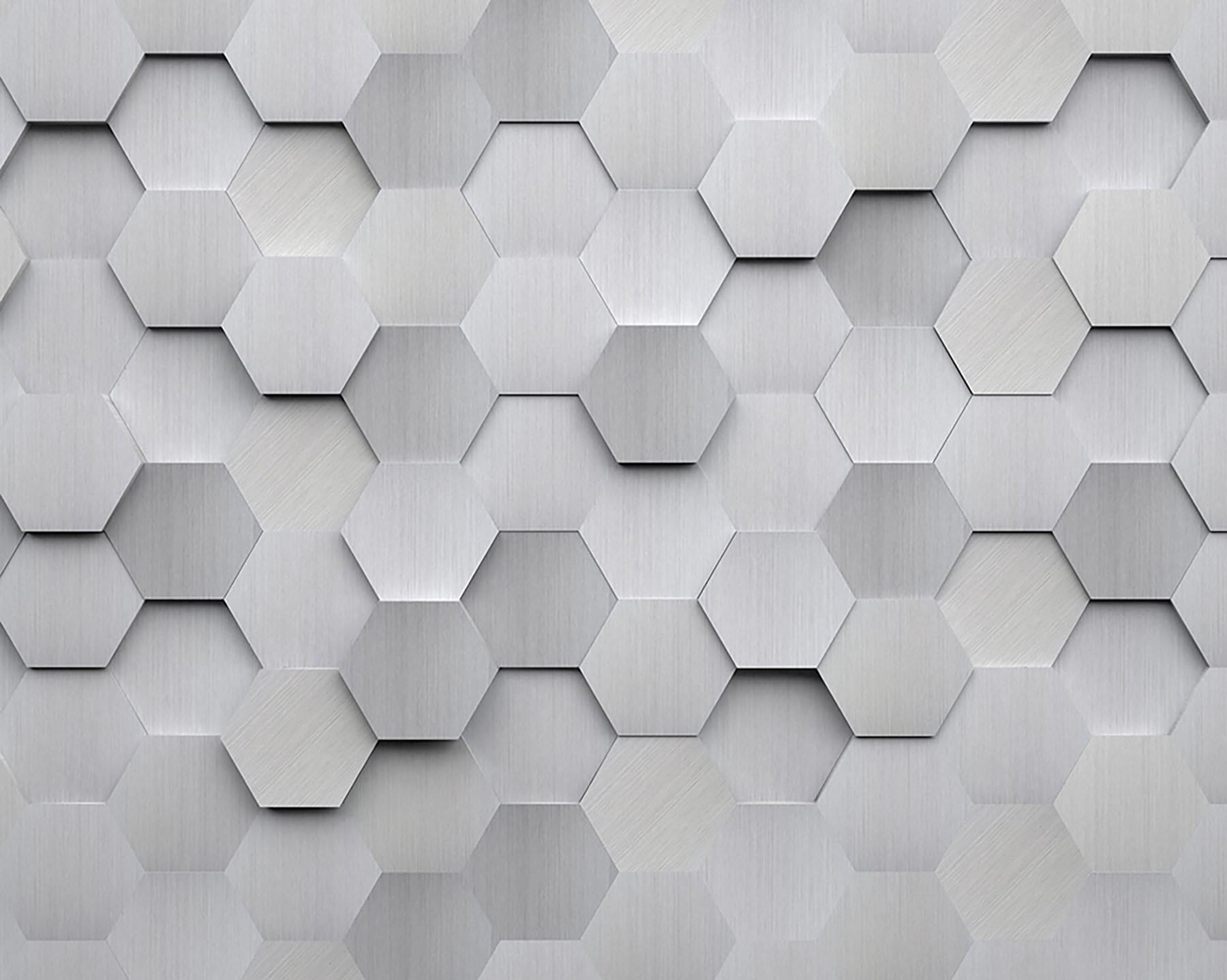WALS0254 Metal Hexagons Wall Mural, Grey