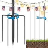 10 FT Metal Pole for String Lights, Patio String Lights Poles 8 Pack, Garden String Light Poles On Deck, Tall Hanging Light Poles for Backyard