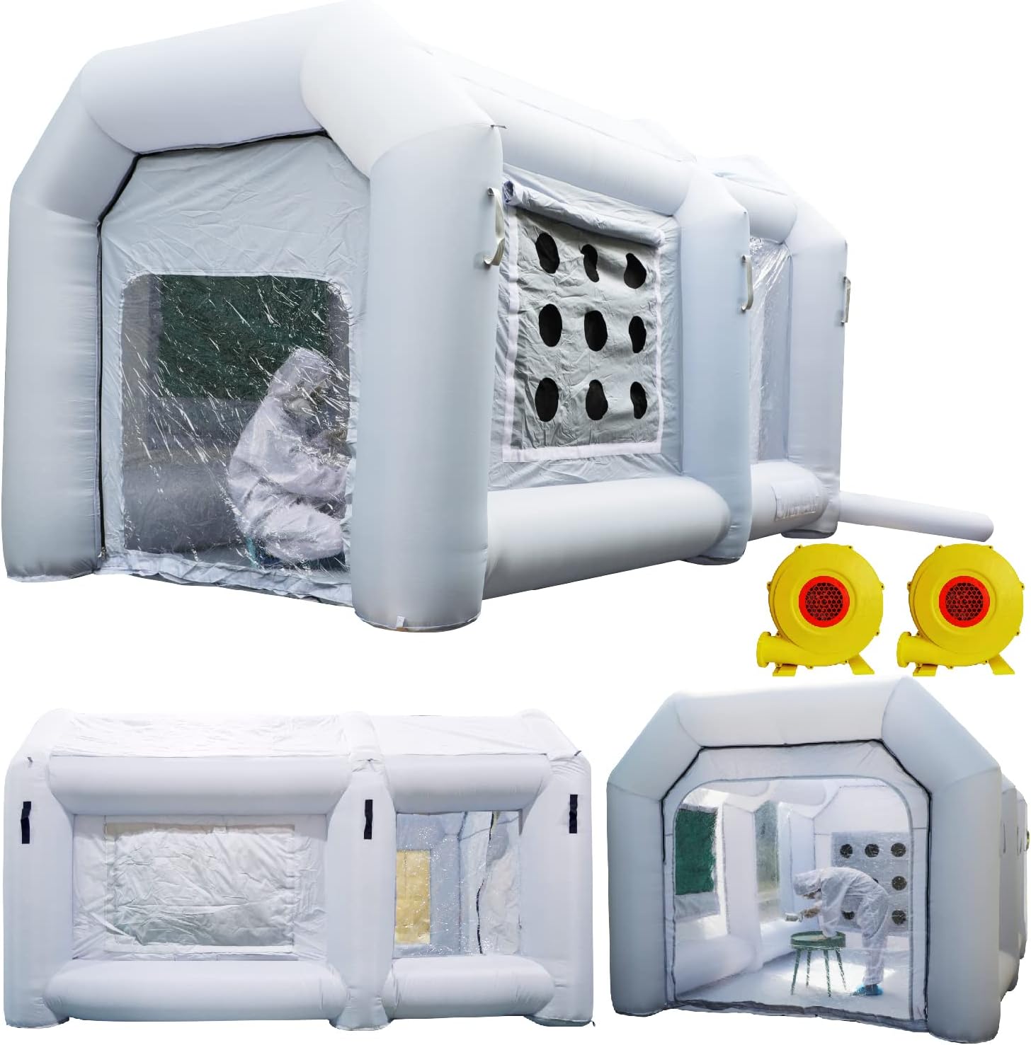 Xmaybang Inflatable Paint Booth 13x6.5x8.2ft with 2 Blowers Inflatable Spray Booth,Professional Car Workstation Portable Auto Paint Booth for Cars, Car Parts Painting