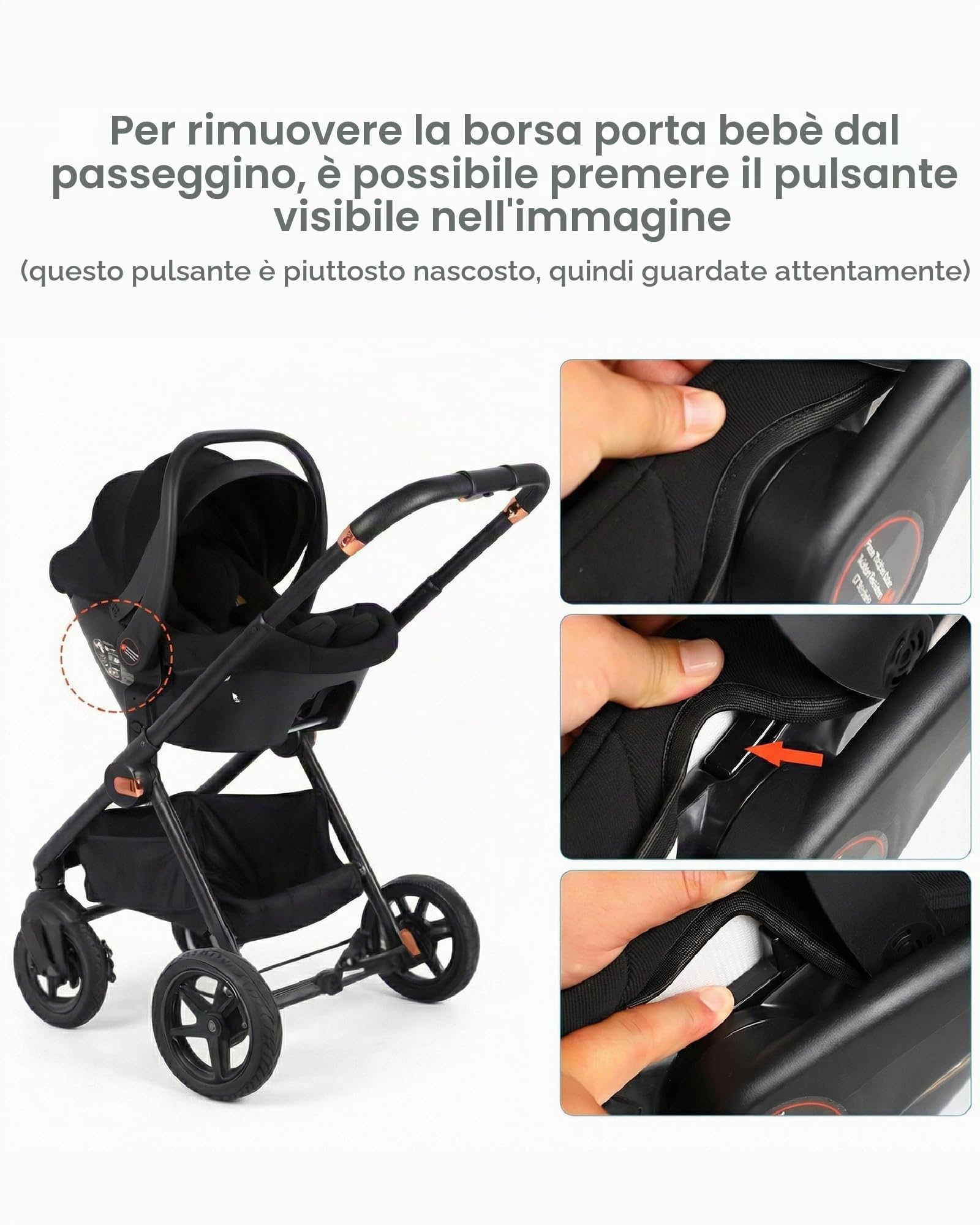 Seggiolino auto isofix Seggiolino auto confortevole per neonati e bambini piccoli, con parasole e finestrella, seggiolino ergonomico, nero