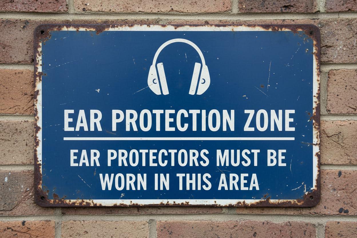 Wall Decor Ear Protection Zone Safety - Mandatory Sign Metal Sign 8 X 12 Inches Clear Signage For S, Fences Vintage Signs Aluminum Plates Printed