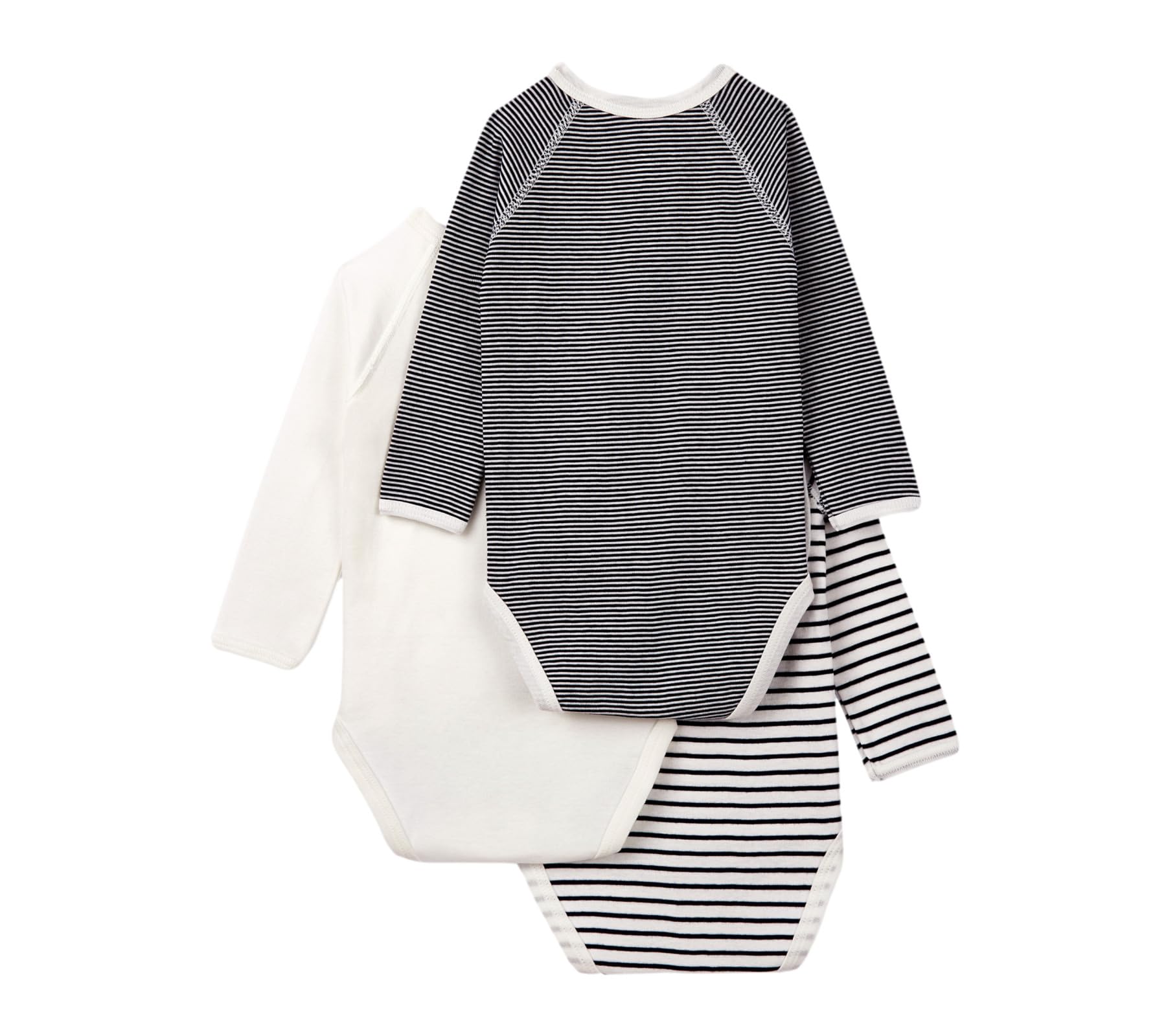 Petit Bateau Unisex Baby 54219 Long Sleeve Newborn Body (pack of 3)