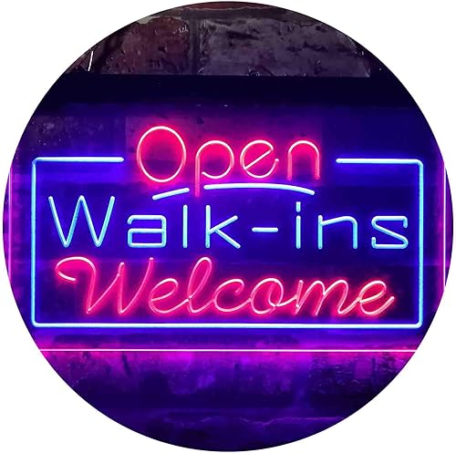 ADVPRO Letrero de neón LED de doble color de bienvenida de Open Walk-ins, azul y rojo, 16 x 12 pulgadas st6s43-i3929-br