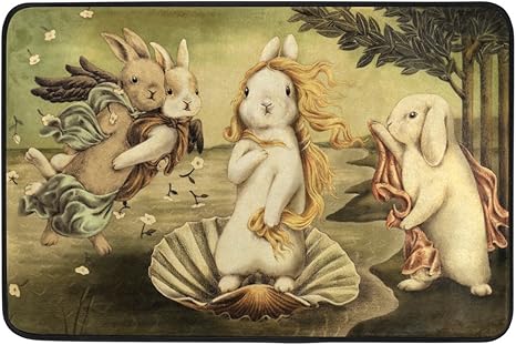 Amazon バララ La Rose 玄関マット 階段 滑り止めマット 屋内 屋外 おしゃれ 北欧 洗える ドア 泥落としマット ウサギの版 ヴィーナスの誕生 お風呂マット 吸水 肌触り キッチン 廊下マット約60x40cm 玄関マット オンライン通販