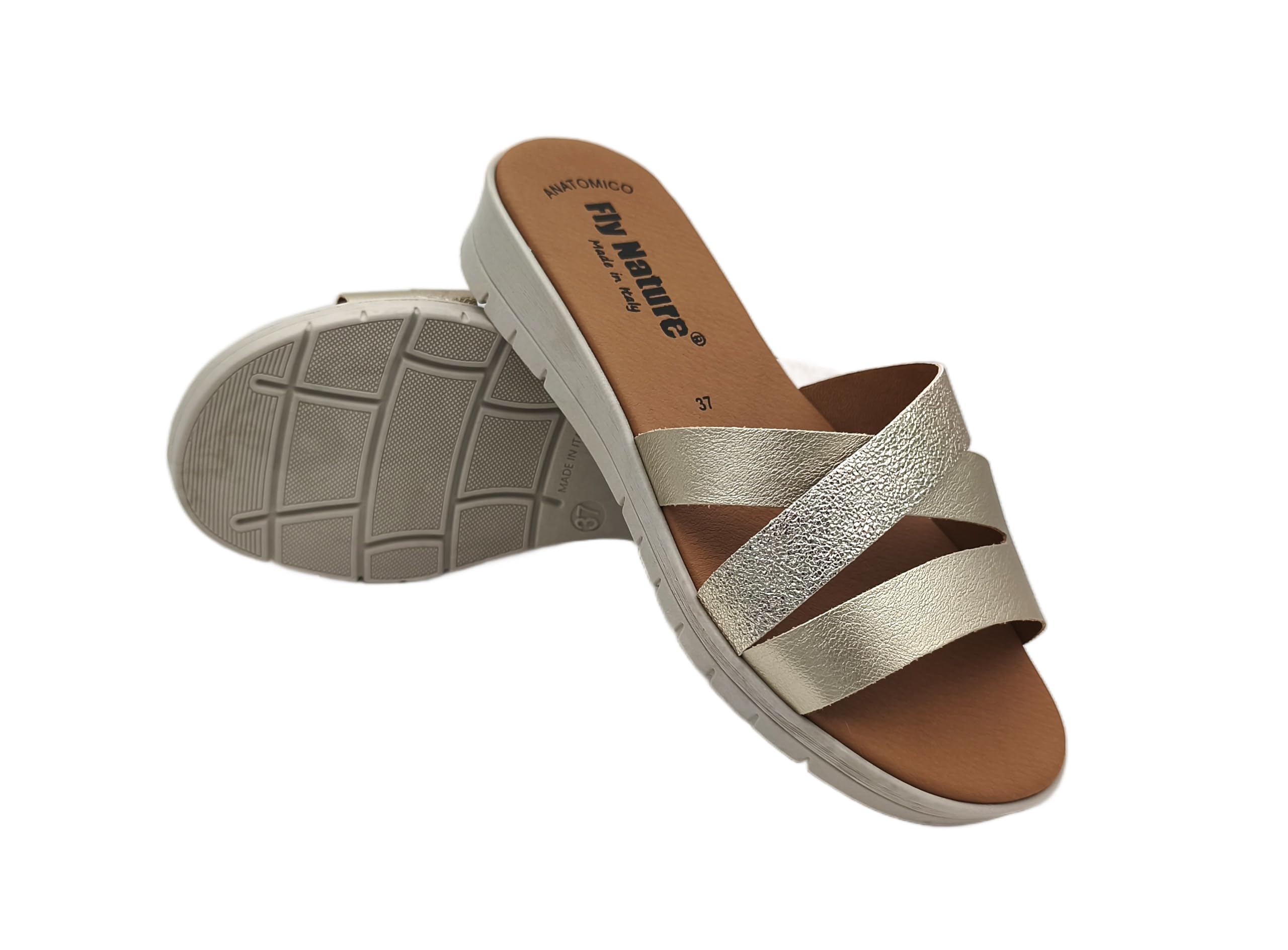 Fly Nature Nives Ciabatte Donna Estive Zeppa, Eleganti Sandali in Pelle, Ciabatta Fascia Estiva da Spiaggia, Casa e Mare