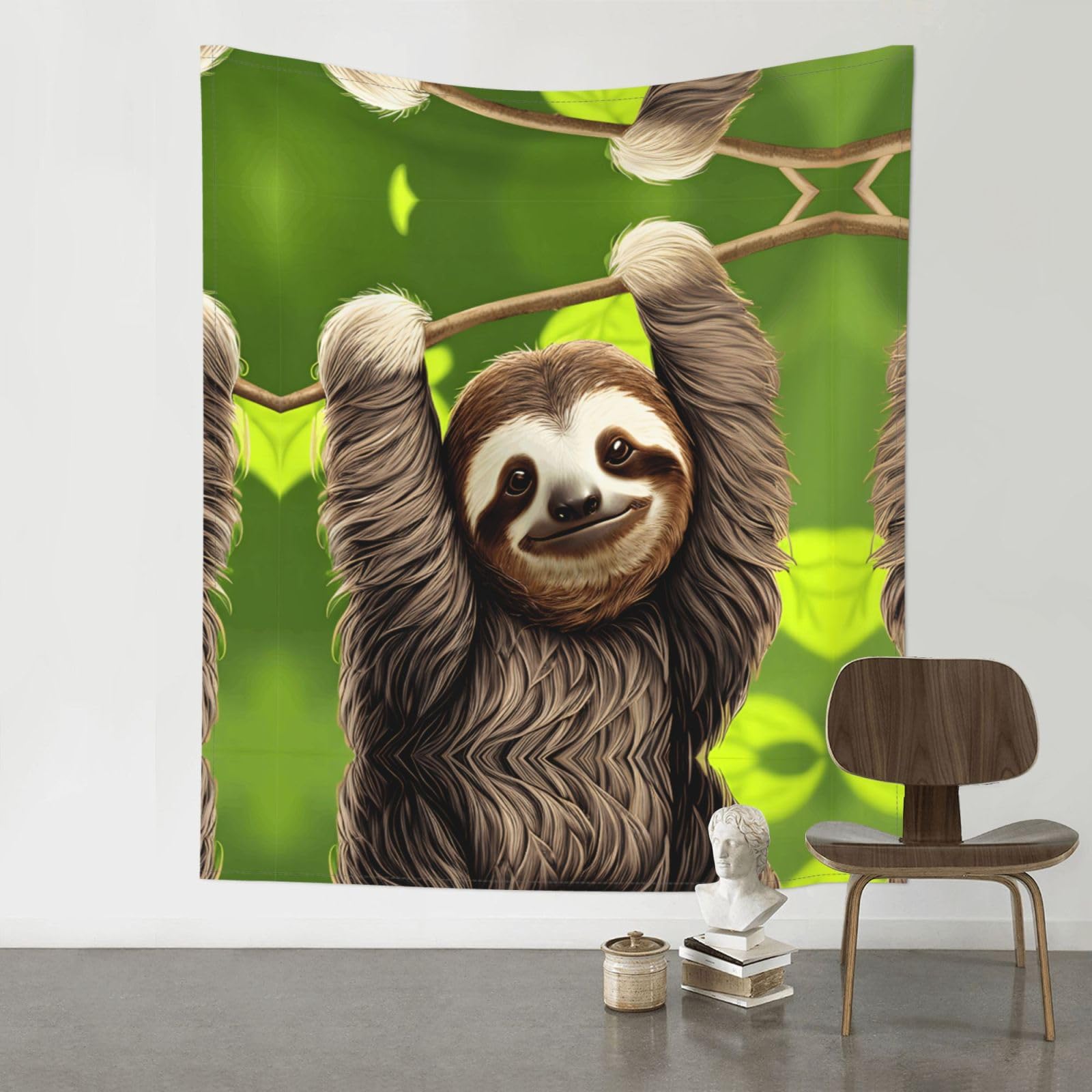 HJFCZH Cute Sloth Prints Wall Tapestry 60x51in – Boho Decor Throw for Bedroom, Dorm, Beach Cover & Picnic Blanket