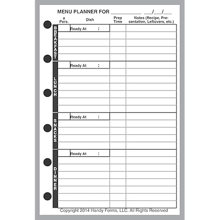 amazon com pocket size menu planner and shopping list sized and punched for pocket notebook 3 25 x 4 75 office products