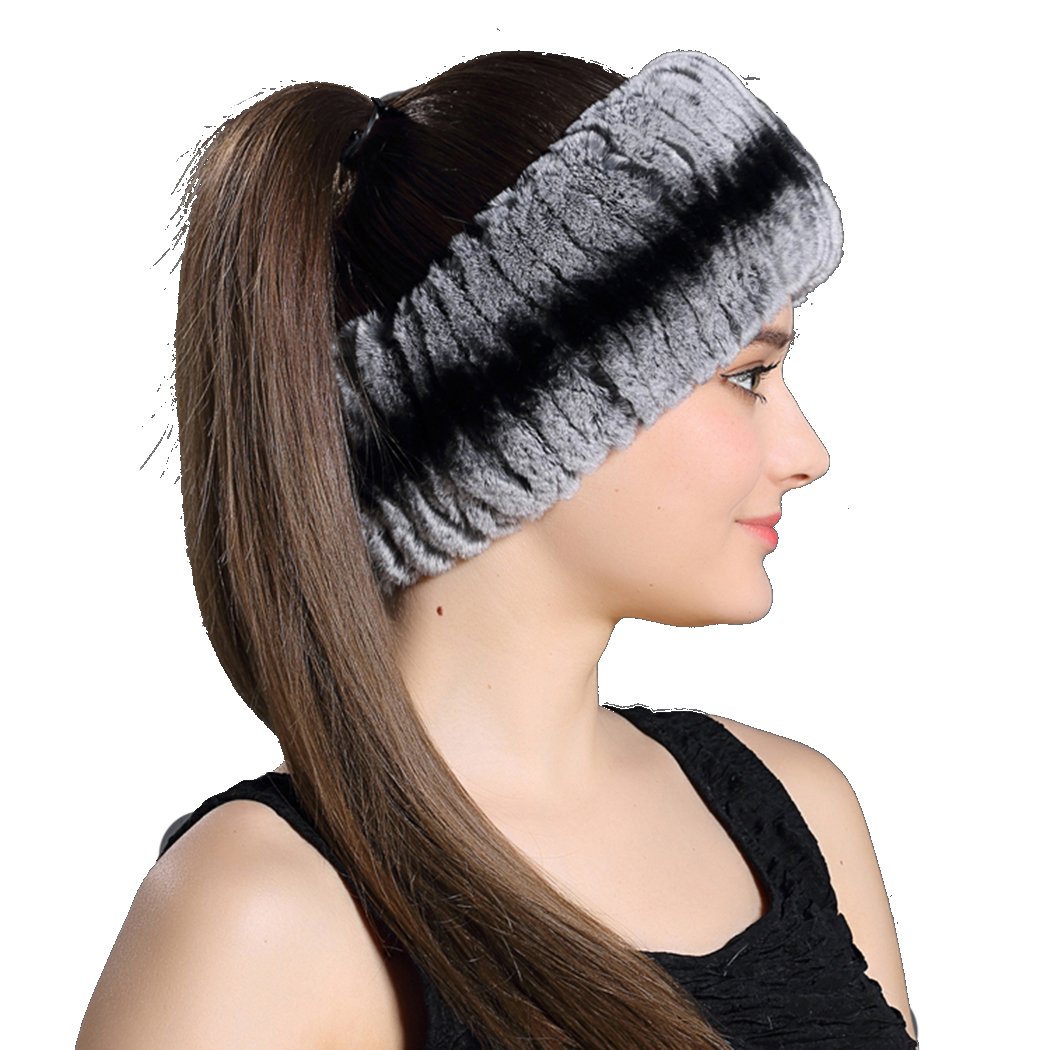 BeFur Bandeau Du Cheveux Femme Fourrure De Lapin Tour De Cou Chaud Cache Oreille Du Ski Hiver