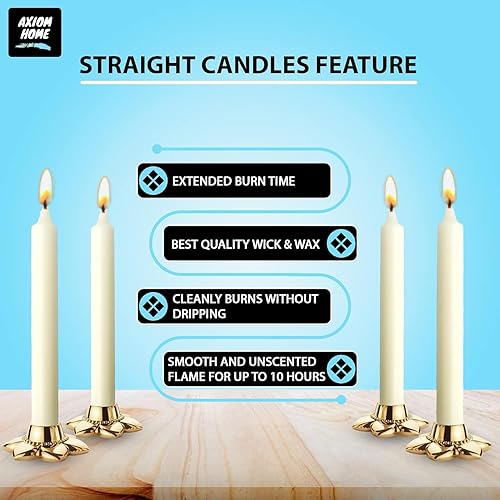 Miniatura 122 de Axiom Candles Velas altas sin goteo de 10 pulgadas sin perfume y sin humo, 9 horas de tiempo de combustión, velas cónicas para el hogar, cenas