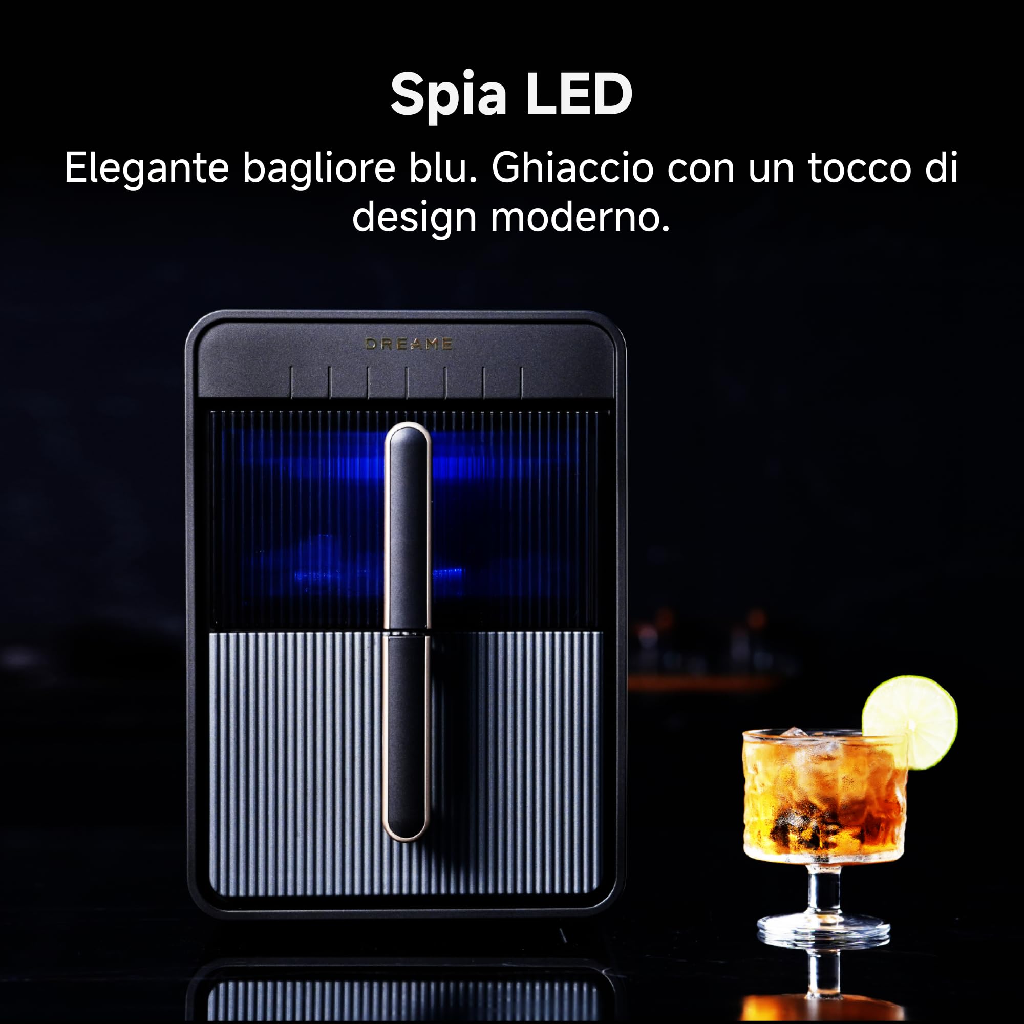 DREAME Aura Macchina per Ghiaccio a Cubetti Cavi con Produzione Rapida in 6 Minuti, Serbatoio e Cestello Separati, due Dimensioni di Cubetti, Controllo Digitale, Luce LED e Funzione Autopulente