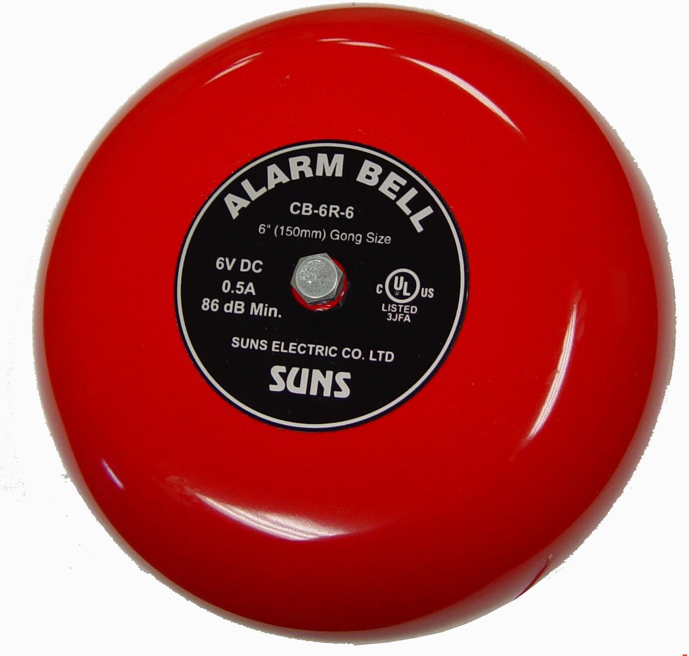 1- SUNS International CB-6R-6 Red Alarm Bell 6in 6VDC