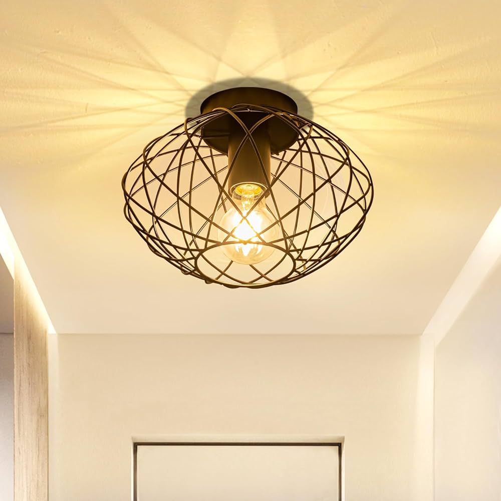 Vintage zwarte plafondlamp Mendor