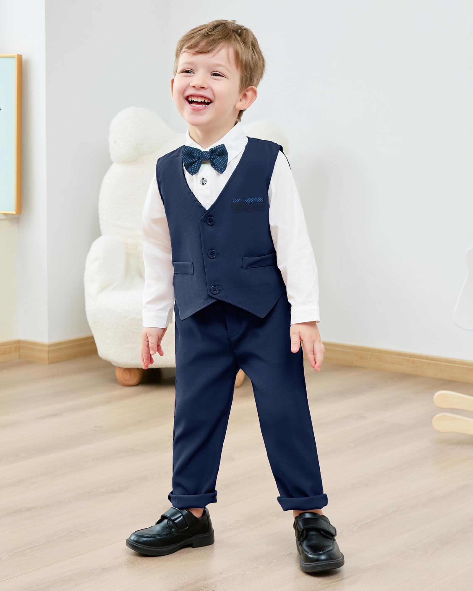 nilikastta Ropa para bebé niño pequeño, traje de boda para caballero, vestido formal, camisa, corbatín, chaleco, pantalones con tirantes, de 1 a 9 años