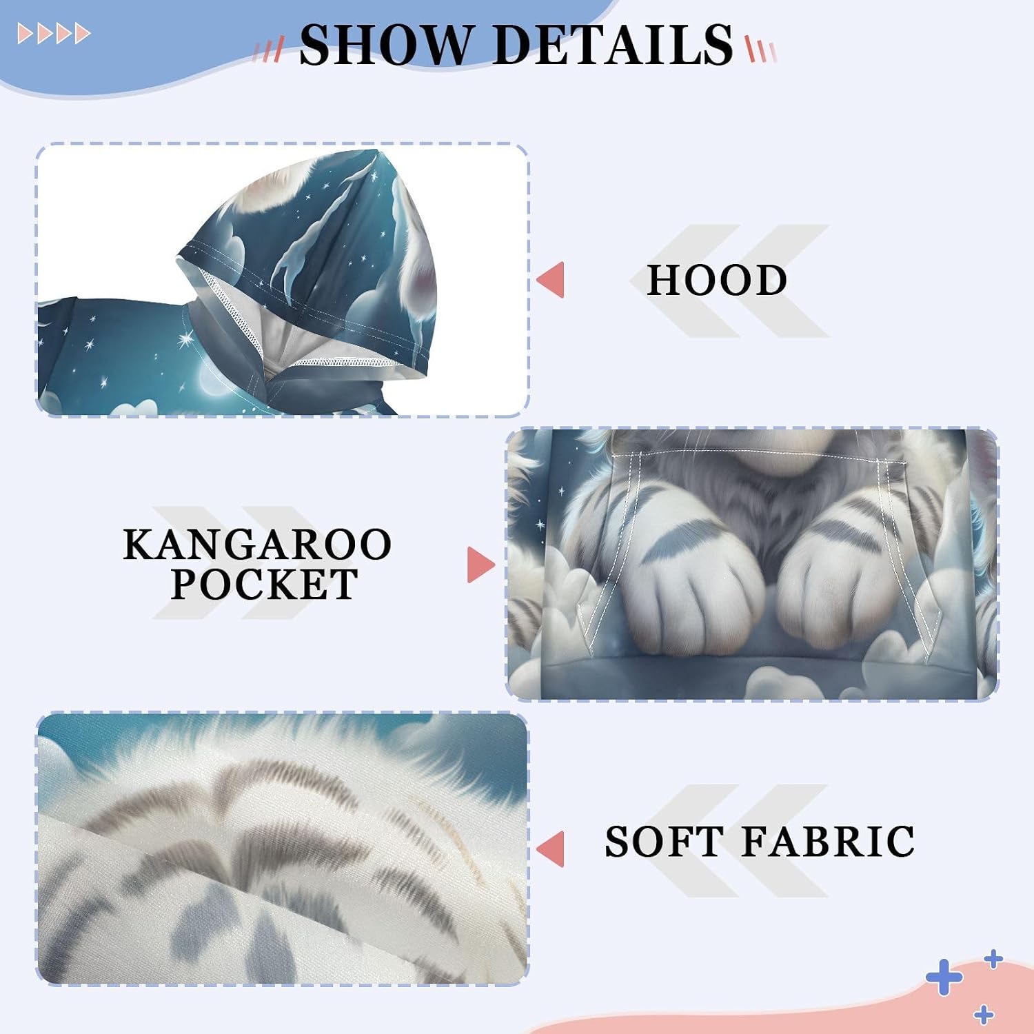 ALAZA Cute White Tiger Starry Hoodies Sweatshirt for Boys Girls Kids Hooded Pullover Top