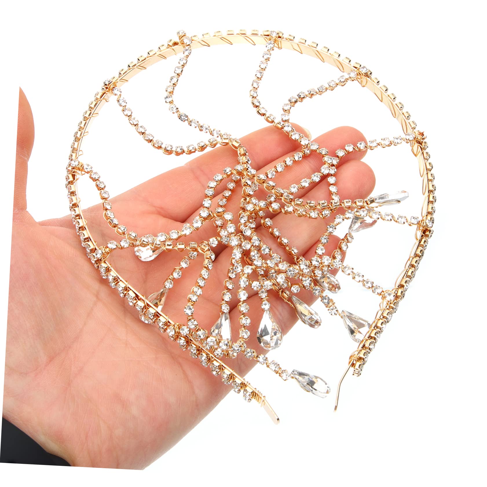 FRCOLOR 4 Stück Braut Stirnband Damen-Stirnband damen stirnbänder Hochzeit Brautkrone wedding hair accessories brauthaatschmuck Strass- Haarschmuck für die Braut Metall Golden