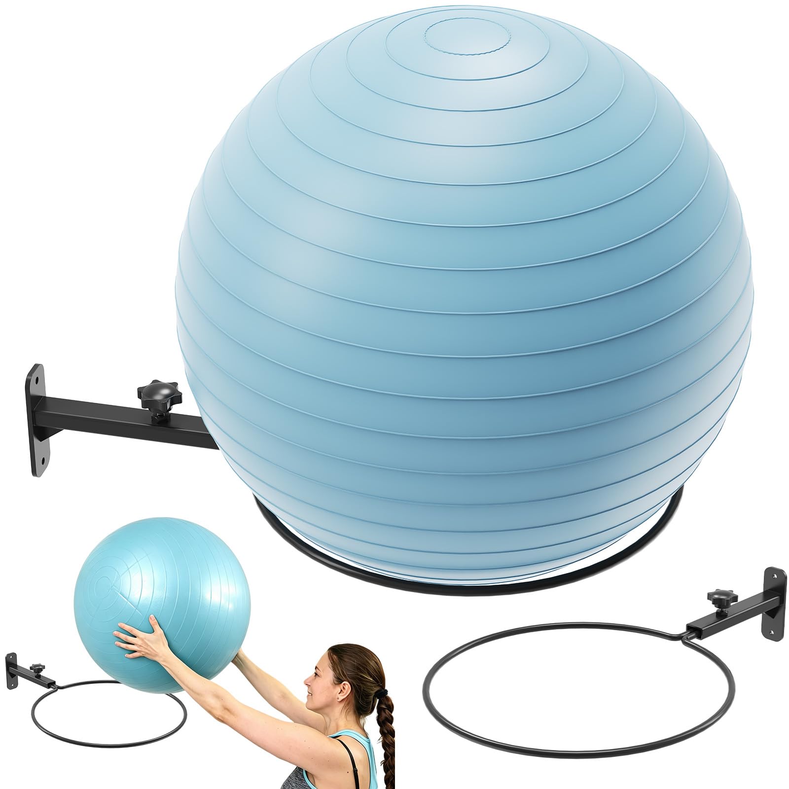 AILIBI Yoga Ball Wall Mount, Adjustable Exercise Ball Holder(1Pack