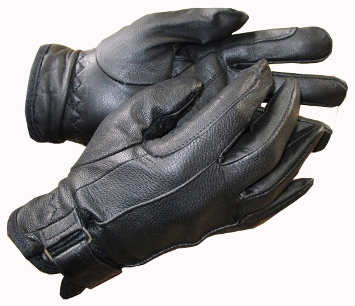 Hands On Equestrian Ladies Leather Horse Riding Gloves Buckle Black Brown Tan (Black, Medium)