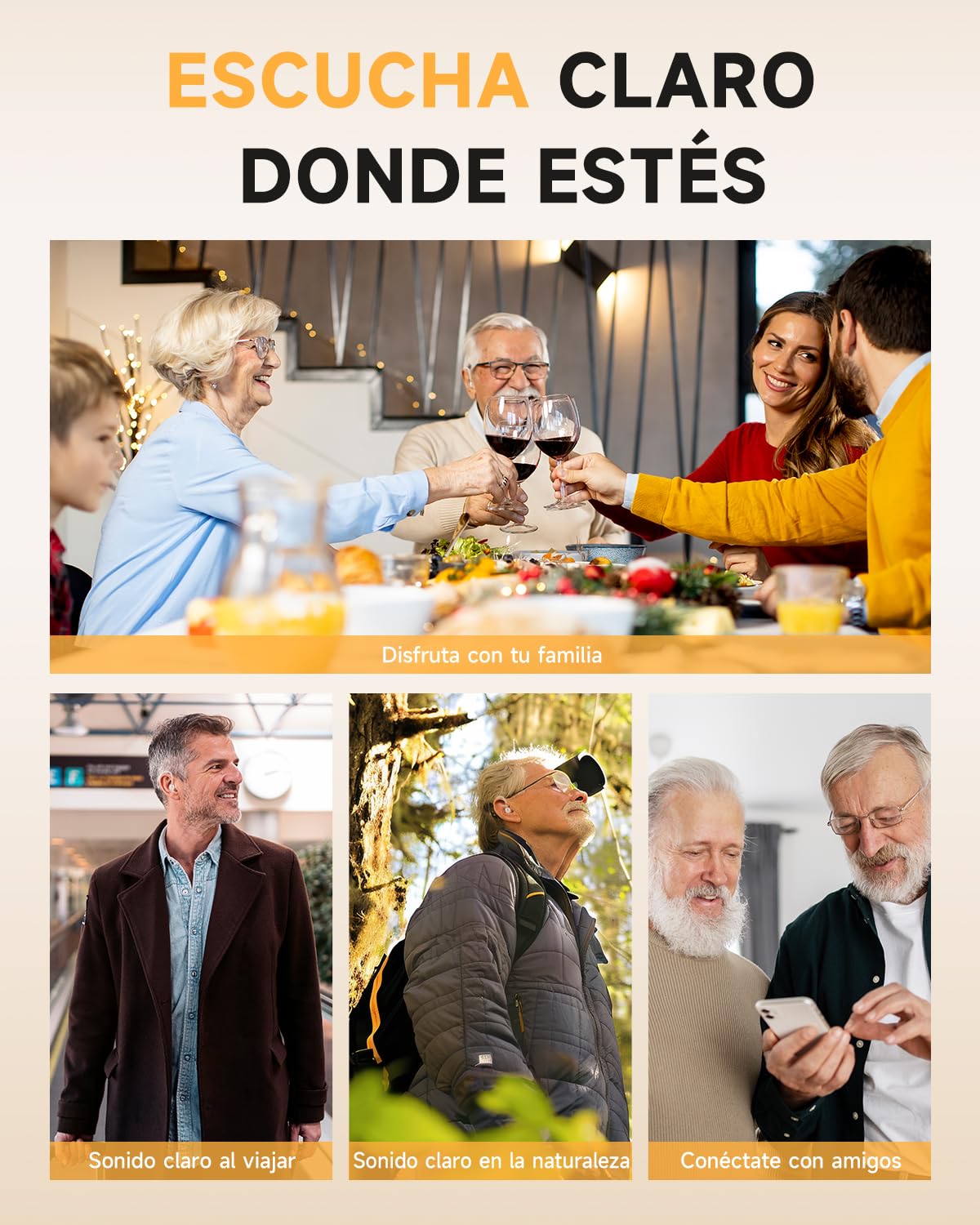 Britzgo 1301 Dispositivo de Escucha Recargable, Diseño Ligero y Cómodo Detrás de la Oreja, Carga Rápida Type-C, Hasta 40 Horas de Uso, 2 Modos de Sonido para el Uso Diario