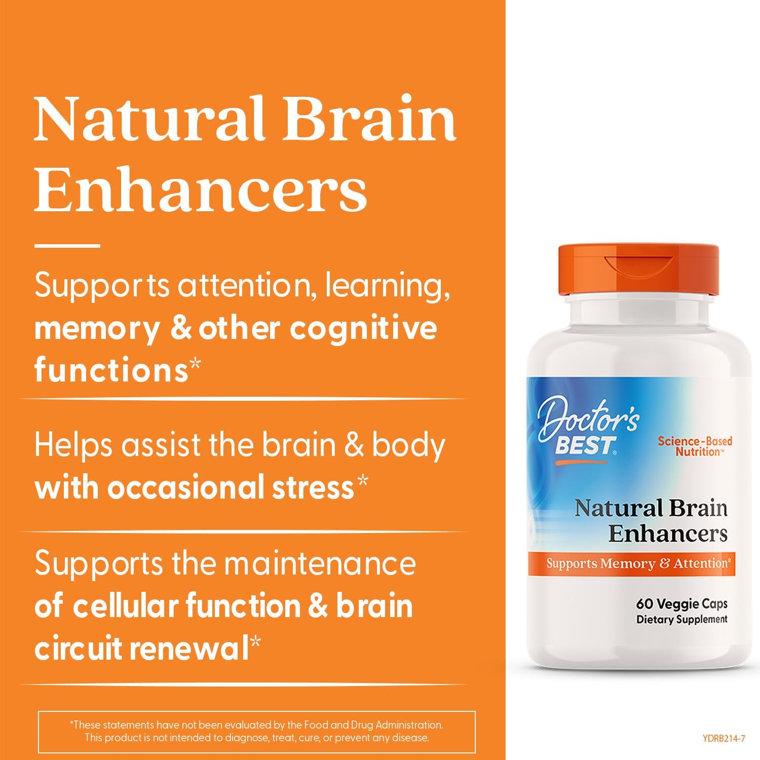 Doctor's Best Natural Brain Enhancers - Brain Health Supplement for Memory and Focus Support, PhosphatidylSerine, Alpha GPC, & Calcium Capsules for Men & Women, Gluten Free - 60 Ct Veg Caps