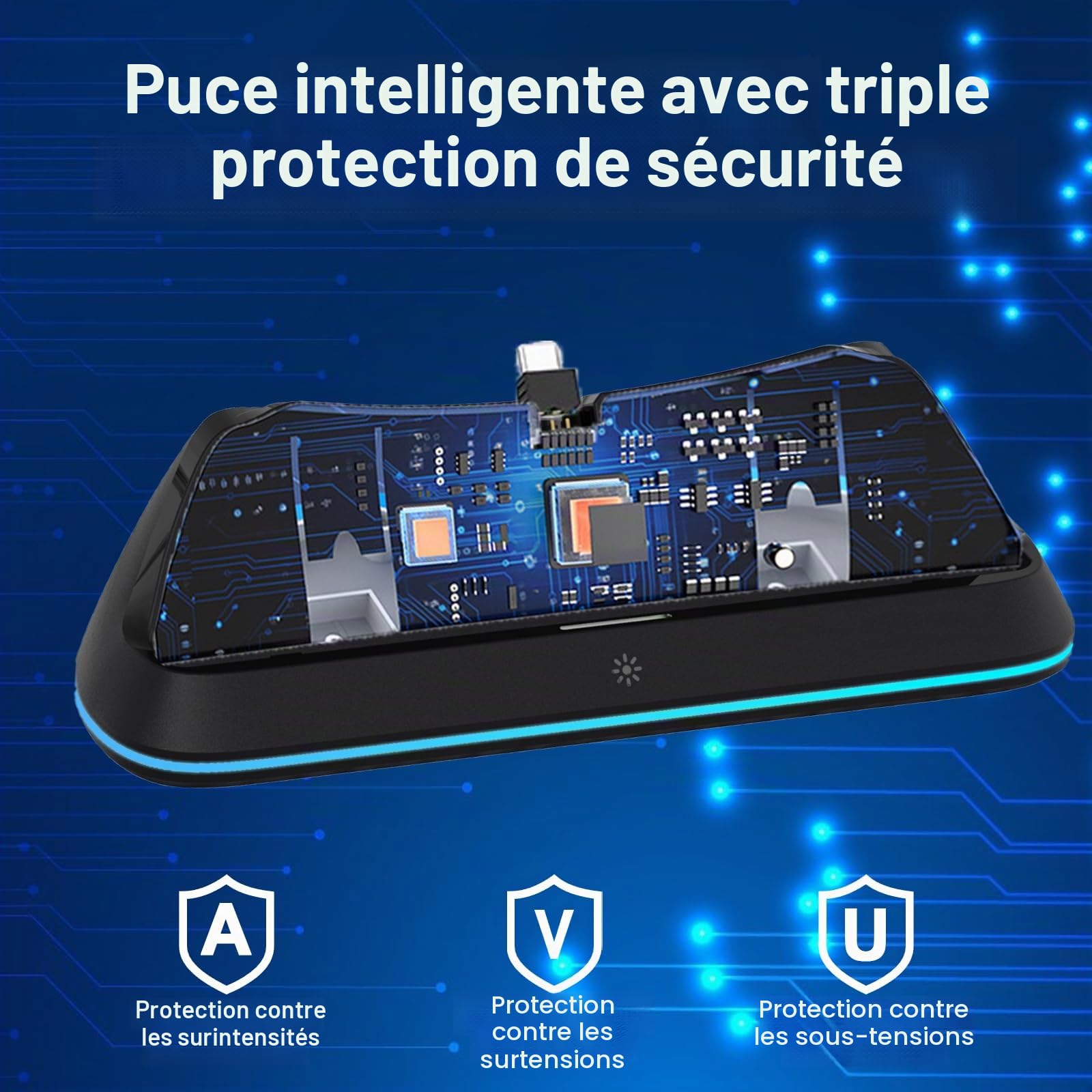 Station de Chargement pour PlayStation Portal, Support de Charge Portable avec Lumières RVB, Support de Chargement pour PS5 Portal Accessoires（Noir）