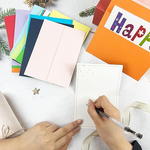 Miniatura 6 de Paquete de 24 sobres coloridos de 4 x 6 pulgadas y tarjetas en blanco, paquete de 24 tarjetas de 4 x 6, sobres de invitación A6 autosellados para