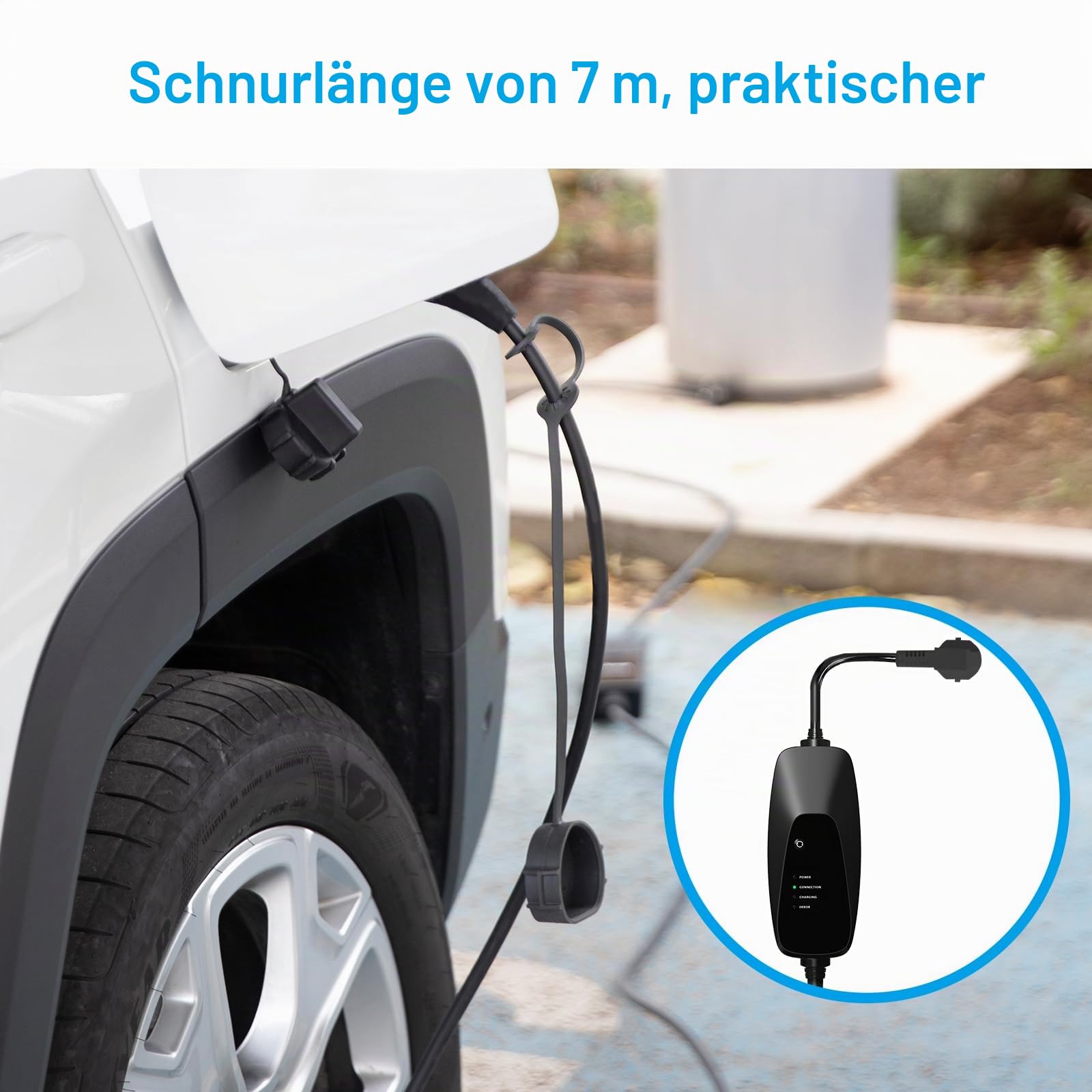 ANTELA Typ 2 Ladekabel Schuko 3,6kW/7M/16A Tragbares EV Ladegerät | Ladekabel Elektroauto Typ 2 Schuko, 8A/10A/13A/16A Schaltbare Ladebox für Elektrofahrzeug/EV/PHEV IEC 62196-2