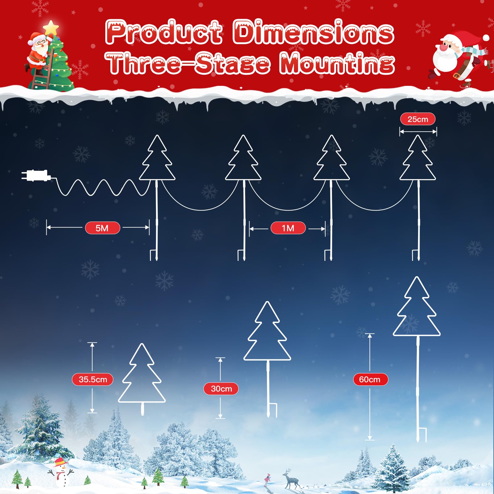 Quntis 4Pack Gartenstecker Weihnachtsbaum IP65 Wasserdicht | Weihnachtsbeleuchtung für Garten, 8 Modi und Timer Funktion Strom Weihnachtsdeko für Weihnachten Außen Garten Wege Rasen