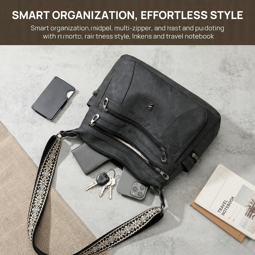 Women's Crossbody Bag - Lightweight Multi-Pocket Shoulder Bag, Soft Faux Leather Purse for Daily Use - Image 4