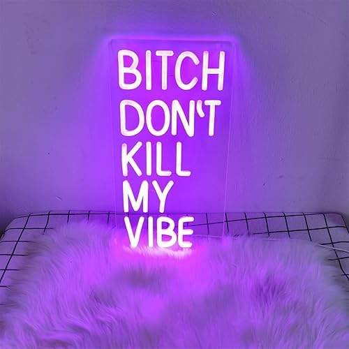 Miniatura 4 de Letrero de neón con texto en inglés "Bitch Don't Kill My Vibe" para decoración de pared, letreros LED, luces de neón para fiesta, decoración de