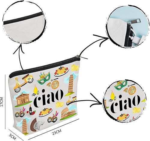 Miniatura 2 de WZJHCL Bolsa de maquillaje Italy Trip - Kit cosmético de recuerdo italiano para regalo de vacaciones y viajes, Ciao, Moda