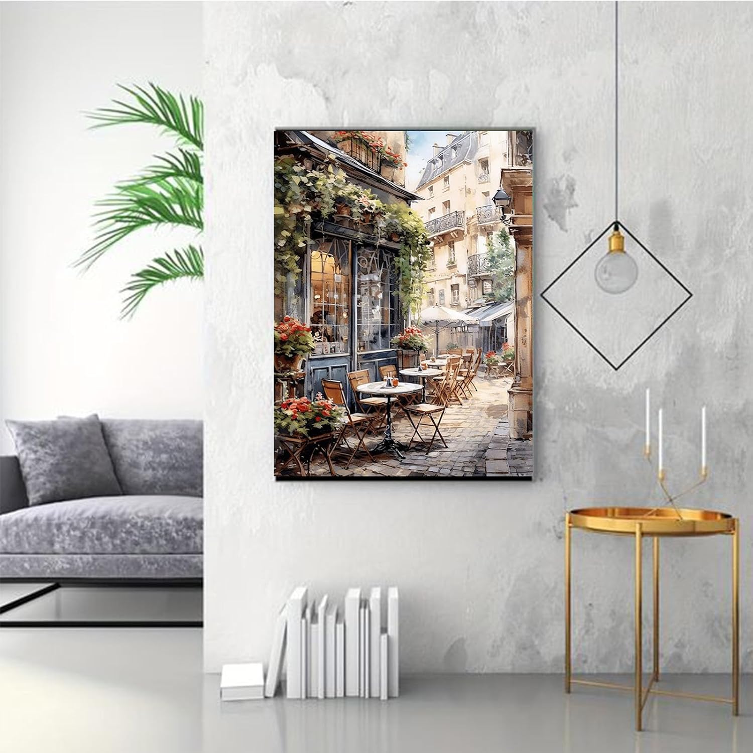 Giahism Street View Paint by Numbers Adult Painting by Numbers Landscape, DIY Acrylic Paint Street View Paint by Numbers Adult Set as Home Decoration (30 x 40 cm)