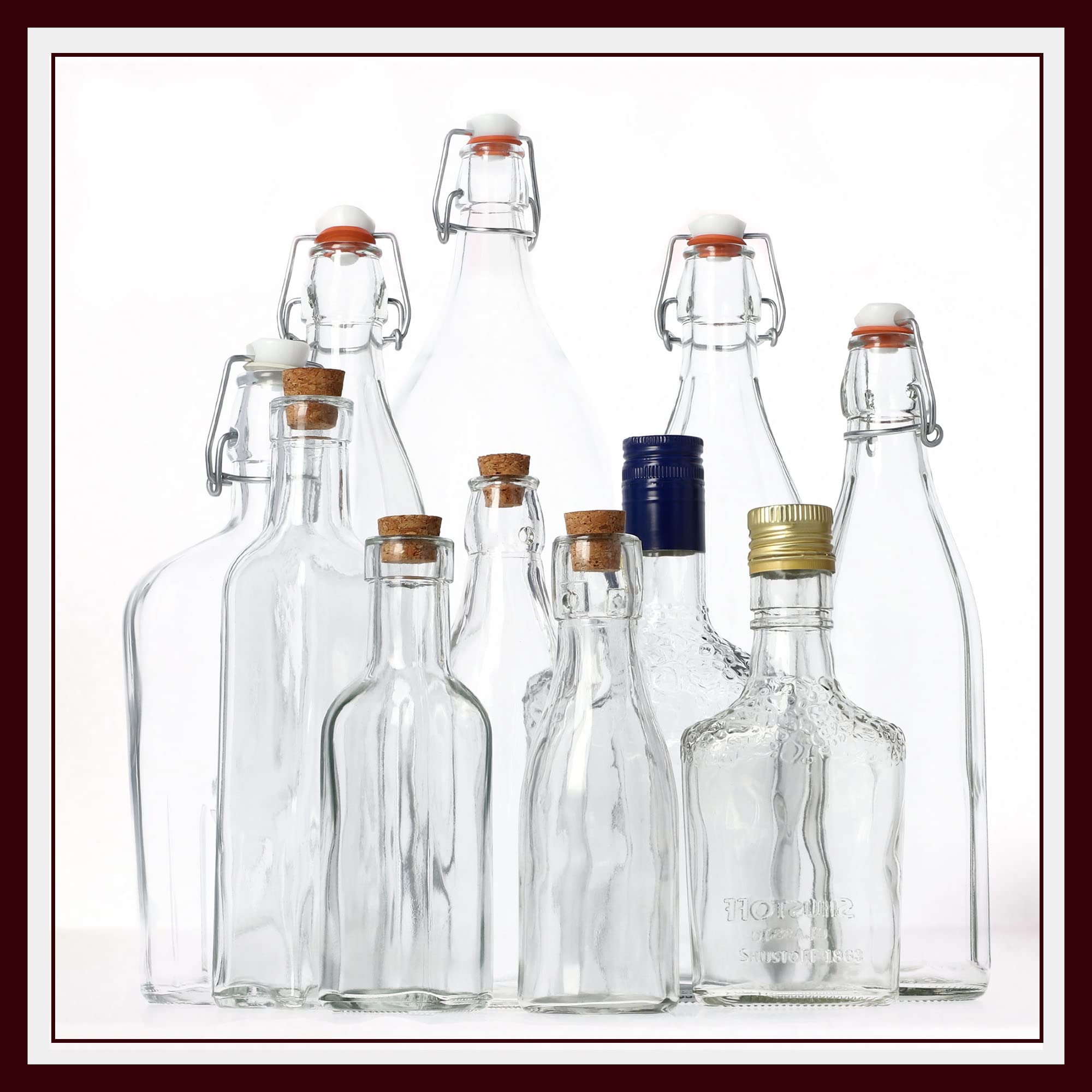 KADAX Bottiglia di Vetro, Bottiglia di alla Frutta, Bottiglia Vintage Fatta di sodaggas, Bottiglia di Stiratura Trasparente, Bottiglia di Serratura da Stiro, Bottiglia di (1,9 Litri, 6 Pezzi)