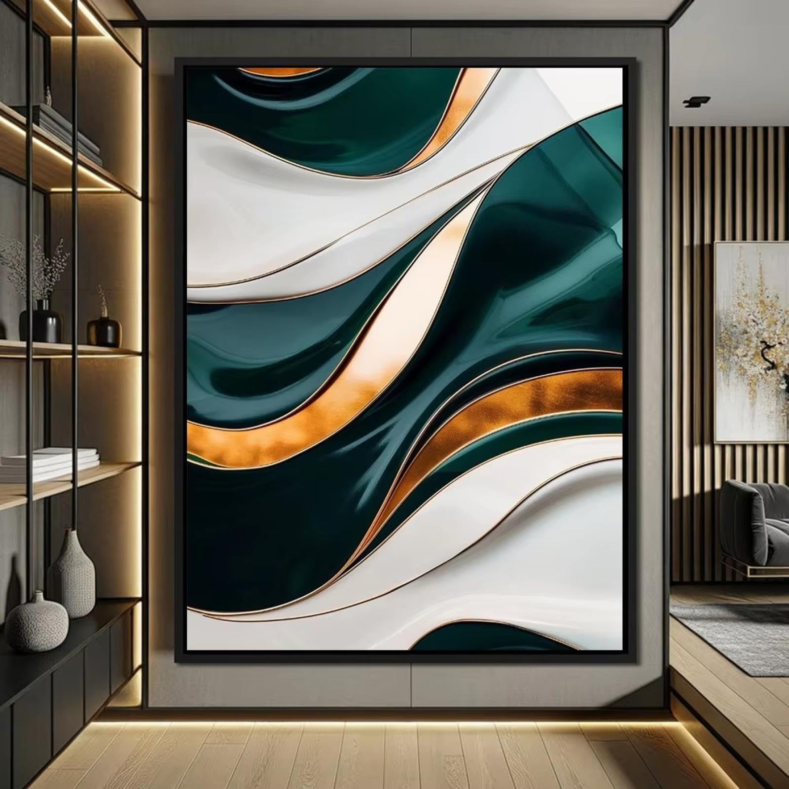 Tableau abstrait moderne géométrique avec cadre décoration intérieure raffinée