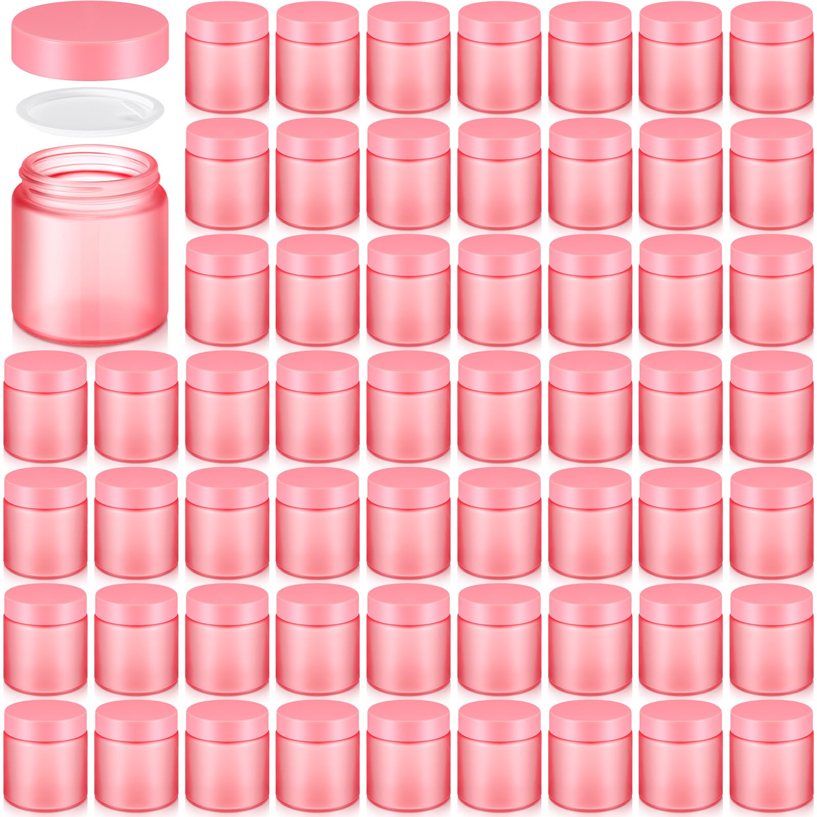 Norme 64 Pcs 4 oz Glass Jars with Lids Cosmetic Jars, Pink