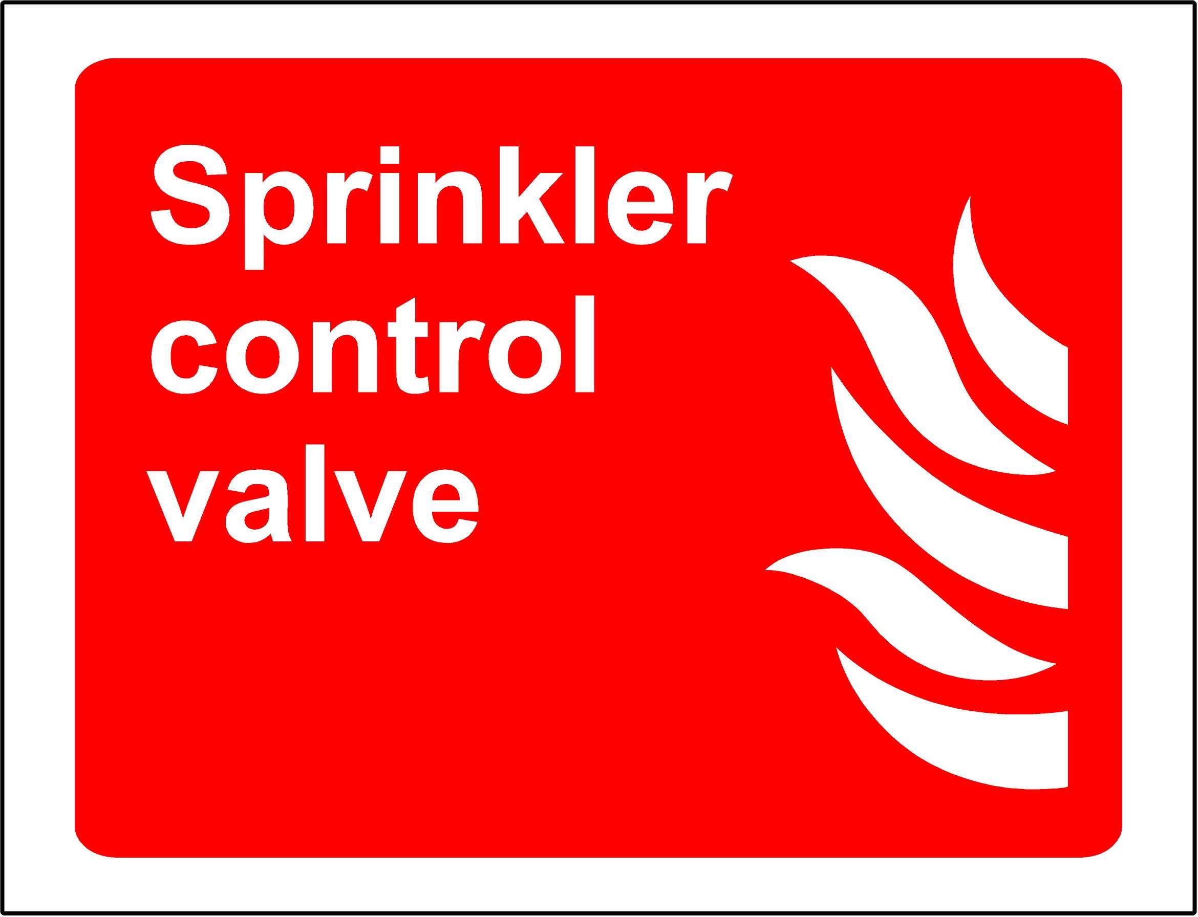 Sprinkler control valve Fire Safety sign - Self adhesive sticker 200mm x 150mm