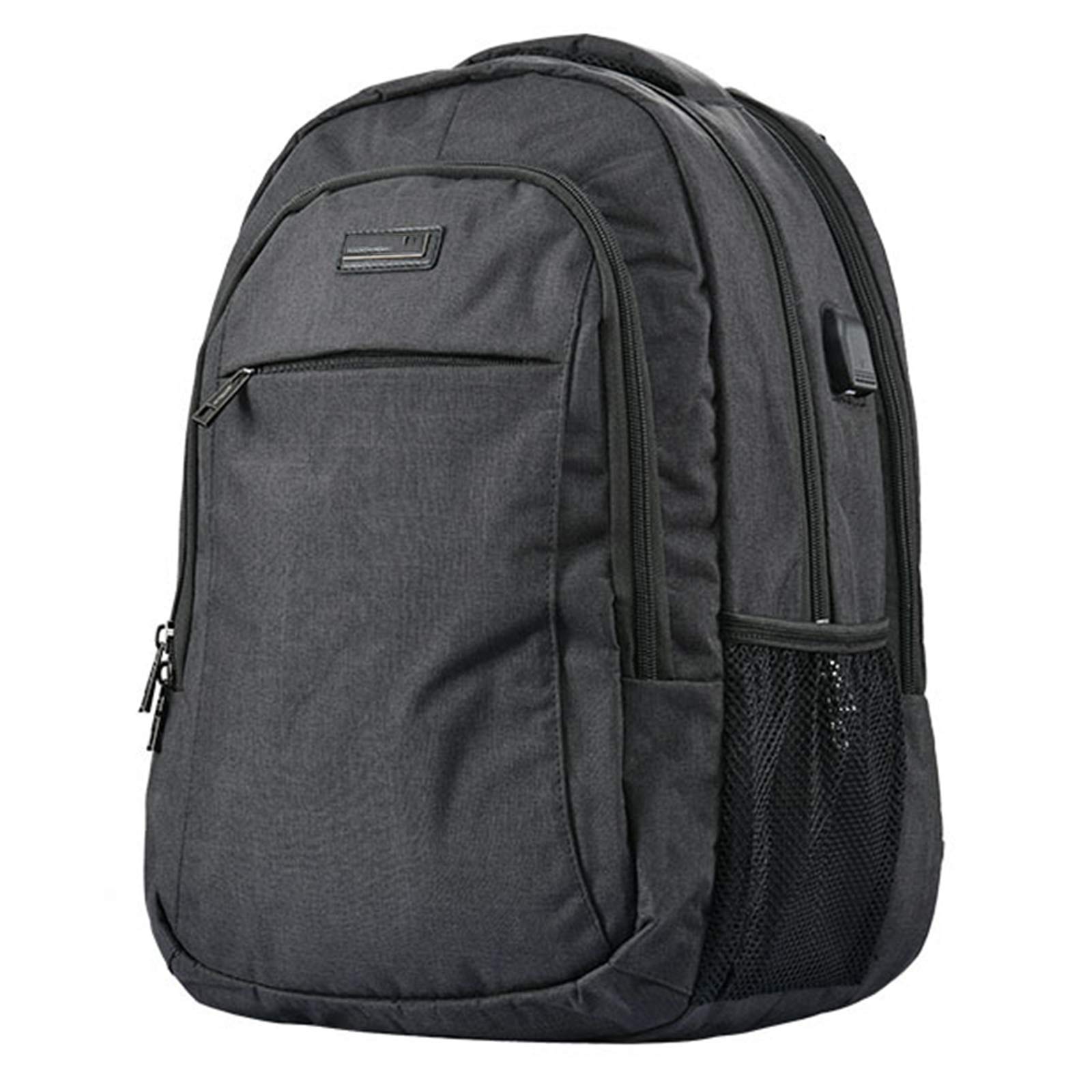 Mochila portátil negra resistente al desgaste con sistema antirrobo urbano