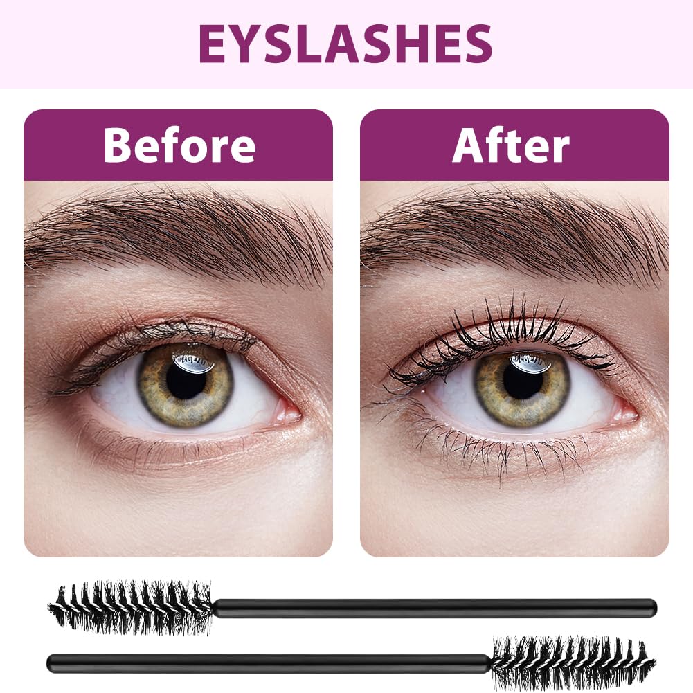 50PCS Brosses à Cils Jetables, Brosse à Sourcils, Pinceaux à Jetables, Applicateur Cillets Brosse pour Maquillage Extension Cillets Sourcils (Noir)