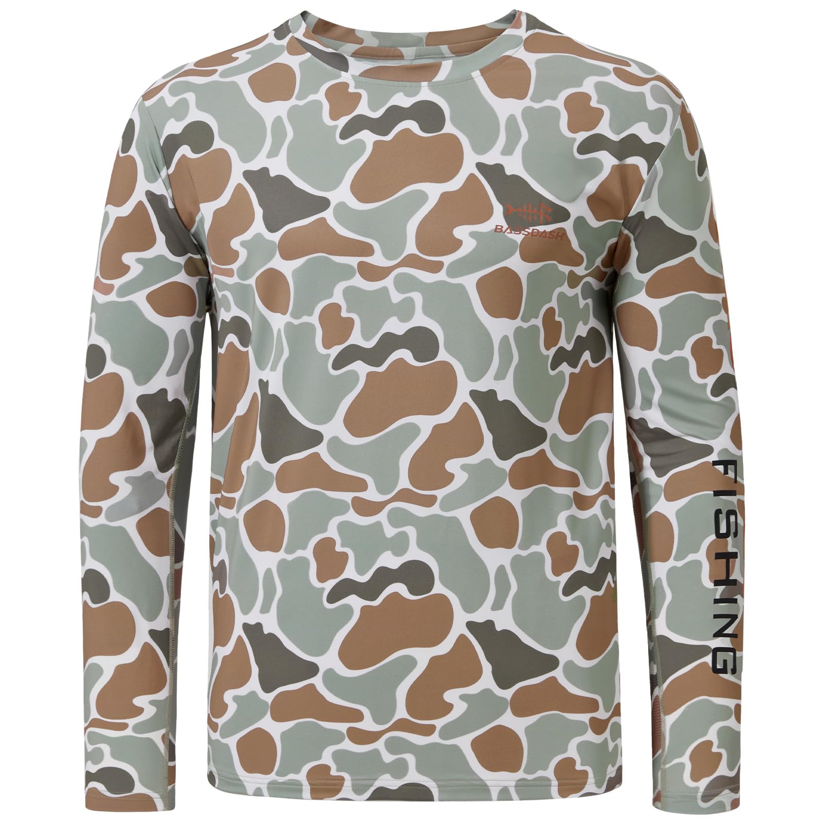 Bassdash Hombres Camuflaje de Pesca UPF 50+ Manga Larga de Secado Rápido Camiseta Ligera para Senderismo al Aire Libre, Kayak FS37M