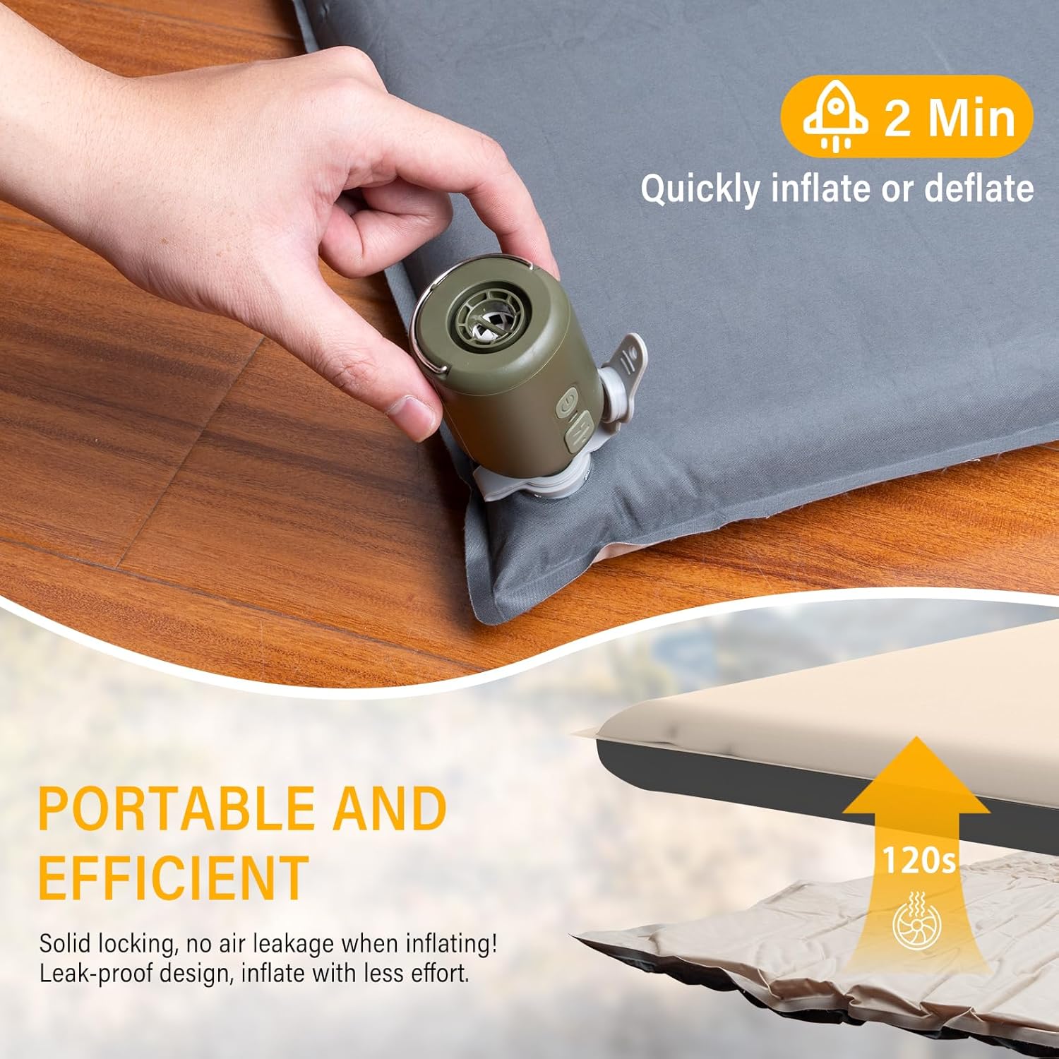 SUV Air Mattress Car Bed Camping, Inflatable Car Camping Pad with Air Pump, Ultrathick Memory Foam Camping Mattress, 9.0 R-Value Insulated Sleeping Pad 2 Person, Camp Mat for Hiking and Backpacking