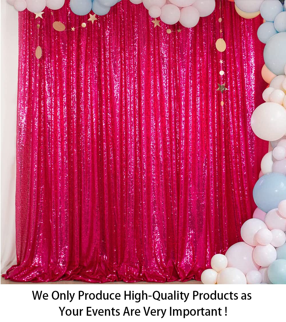 ShinyBeauty 5FTx7FT Sequin Backdrop Curtain Sparkly Fuchsia Photo Backdrops Shimmer Photography Background Wedding Drapes Glitter Backdrop Curtain for Party Birthday