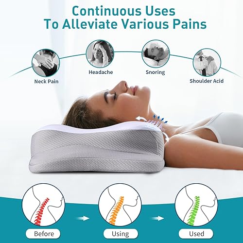 Miniatura 5 de Almohada Cervical para el Cuello Mokaloo - Almohadas Refrescantes para el Cuello para Alivio del Dolor, Almohada Ergonómica para Dormir, Almohadas