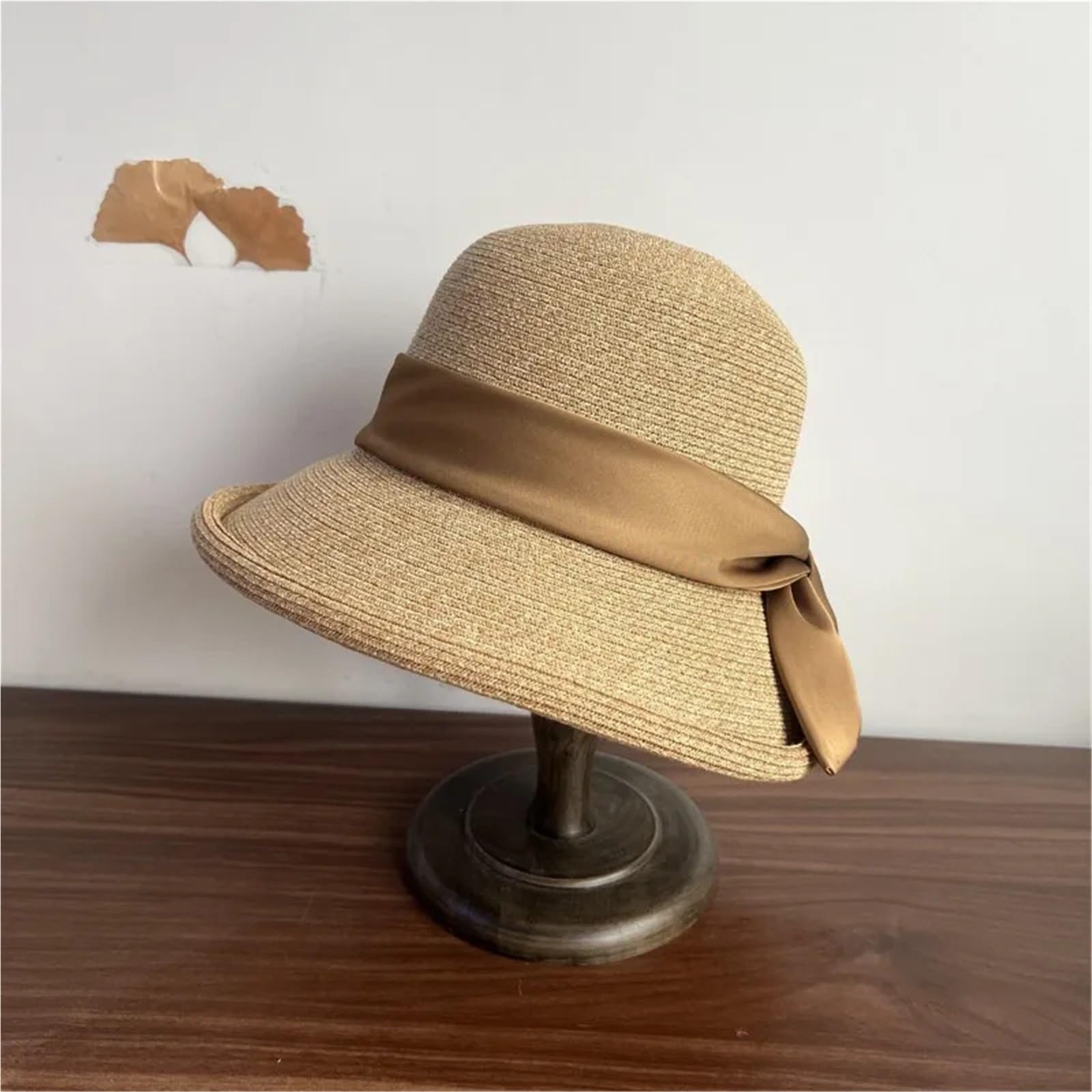 Sombrero de Paja con Abertura ala Ancha Elegante Dulce Arco Sol Playa for Mujer Verano para Viajes y Vacaciones