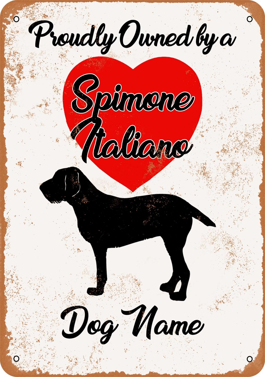 Miaomansenstore Metal Sign - Custom Dog Name - Spimone Italiano - Vintage Look Home Decor