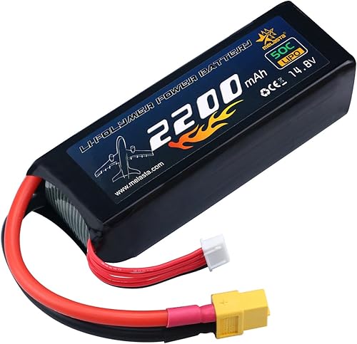 melasta Batería LiPo 4S 14.8V 2200mAh 50C RC Lipo Batería Compatible con XT60 Plug para RC Avión Helicóptero Quadcopter Vehículo Barco