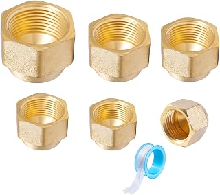 6 Pcs Brass Flare Cap Assortment Kits,Sae 45 Degree Flared Tube